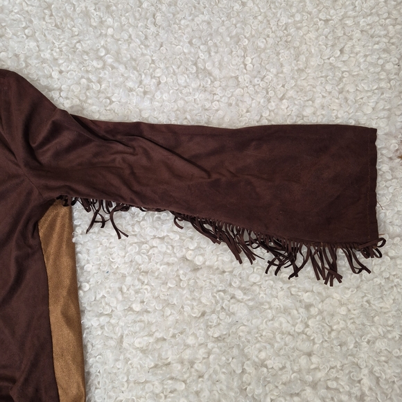 Vintage Vixen Brown Faux Suede Fringe Western Zip Jacket L Cowgirl Boho Fedtival - Picture 10 of 10